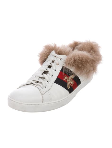 gucci fur sneakers|gucci trainers white.